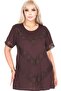 V-Block Asymmetrical Round Neck Flowy Flowy Casual Fit Short Sleeve Blouse with Lace Skirt Slit - 2
