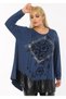 Round Neck Long Sleeve Blouse with Leather and Floral Stone Embroidery Skirt - 7