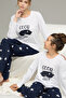 White Star Pattern Cotton Crew Neck Knitted Pajamas Suit25241128
