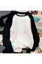 تي شيرت أبيض مطبوع بأكمام طويلة من Cute Panda Raglan - 4