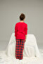 Red Plaid Cotton Crew Neck Knitted Pajamas Suit25241124 - 6