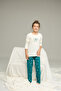 Ecru Ribbon Pattern Cotton Crew Neck Knitted Pajamas Suit25241159 - 5