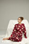 Burgundy Koala Print Cotton Crew Neck Knitted Pajama Set 25241141 - 2