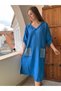 Women's Hooded Studded 2 Pockets Linen Long Dress