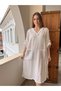 Women's Hooded Studded 2 Pockets Linen Long Dress - 2