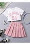Girl's Los Angeles 91 Printed Crop T-Shirt - Skirt Set