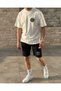 Summer Paris Football Printed Crew Neck T-shirt Shorts Set