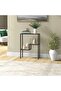 FFD Modern Console Table with Glass Shelves & 1.3cm Thick Metal Frame - Pre-Assembled 3-Tier - 3