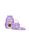 3-Piece Backpack Set for Kids, Light Weight Water-Proof School Bag, School Bag Purple Bear