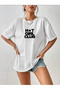 White Women's Unisex Oversize Combed Cotton T-Shirt Hot Girl Club Design Printed Women's Short Sleeve T-Shirt - 5