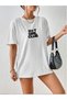White Women's Unisex Oversize Combed Cotton T-Shirt Hot Girl Club Design Printed Women's Short Sleeve T-Shirt - 7