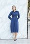 Women's Autumn Lycra-Free Modal Fabric Collar Side Pocket Leather Belt Long Sleeve Tea-Length Dress-L - 3