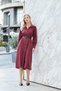 Women's Autumn Lycra-Free Modal Fabric Collar Side Pocket Leather Belt Long Sleeve Tea-Length Dress-B - 4