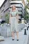 Women's Twill Modal Collar Off-Shoulder Double Sleeve Midi Length Knee-Length Dress (Leather Belt Included)-Light Hak