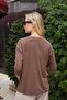 Women's Quality Modal Stretch Fabric Wide Zero Collar Capri Three Quarter Sleeve Lightweight Loose Blouse-Coffee - 7