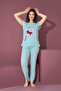Women's Low-Waisted Pajama Set with Short-Sleeve Pockets - 2