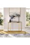 FFD Modern Glass Top Console Table: Sleek Entryway Furniture for Living Room. Metal Frame - 4