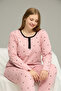 Powder Pattern Curve Large Size Battal Size Cotton Pajamas Suit25240825
