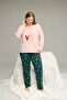 Salmon Pattern Curve Large Size Battal Size Cotton Pajamas Suit25240823 - 2