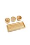 Triple Ramekin Snack Bowl Set with Wooden Tray 3 Section Natural Rubber Tree Snack Cups and Plate - 2