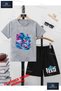 Children's Unisex “Sonic Simsek in the Sonic“ Special Printed Crew Neck T-Shirt - Shorts Set
