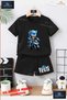 Children's Unisex “Sonic Motoring“ Special Printed Crew Neck T-Shirt - Shorts Set