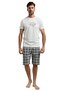 Men's Short-Sleeved Pajamas with Shorts Suit 3346