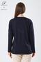 Women's Navy Blue Large Size Floral Patterned Stoned Slit Lycra Viscose Mother Combed Cotton Blouse - 5
