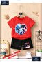 Children's Unisex “Sonic Black Blue 2Li Character“ Custom Printed Crew Neck T-Shirt - Shorts Set