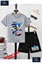 Children's Unisex “Sonic Speed Back Painted“ Custom Printed Crew Neck T-Shirt - Shorts Set