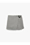 Viscose Blended Heart Buckle Detailed Pleated Shorts Skirt