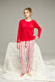 Red Ribbon Pattern Knitted Cotton Pajamas Suit25240225 - 2