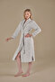 Elegant Stylish Leaf Jacquard Quilted Bamboo Cotton Dressing Gown - 4