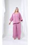 Plum Linen Fabric Wide Comfortable Fit V-Neck Bottom Top Set - 5