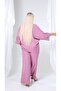 Plum Linen Fabric Wide Comfortable Fit V-Neck Bottom Top Set - 4