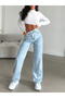 Jessica Women's 90's Snow Wash Blue Lycra Super High Waist Loose Jeans Palazzo Denim Pants - 3