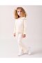 Girls' Cotton Ecru Pink Bow Ribbed Suit - Long Sleeve Top and Spanish Leg Bottom - 7