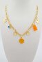 Women's Special Design Orange Mixed Figured Evil Eye Necklace
