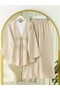 Kimono Suit with Double Tie Front Trousers - Stone