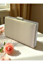 Ten Nude Satin Color Silver Detailed Evening Dress Bag Evening Bag