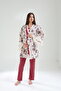 Women's Burgundy Flounced Special Design Patterned Lace Maternity Maternity Dressing Gown Pajama Set - 6