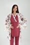 Women's Burgundy Flounced Special Design Patterned Lace Maternity Maternity Dressing Gown Pajama Set - 7