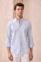 Men's Slim Fit Slim Fit Buttoned Collar Linen Look 100% Cotton Flared Shirt - 8