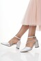 Women's Silver Color 6 cm Heeled Stone New Classic Shoes