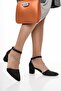 Women's Black Suede 6 cm Heeled Stone New Classic Shoes