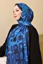 Patterned Shawl Cobalt Blue Black İpk112 - 2
