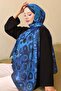 Patterned Shawl Cobalt Blue Black İpk112 - 3