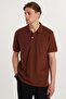 Men's 5-Pack Grey-Navy-White-Brown-Stone Regular Fit Cotton Plain Pique Polo Neck T-Shirt - 3