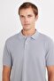 Men's 5-Pack Grey-Navy-White-Brown-Stone Regular Fit Cotton Plain Pique Polo Neck T-Shirt - 6