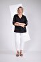 1112061 Women's Plus Size Blouse with Sleeve Slit Detail Black